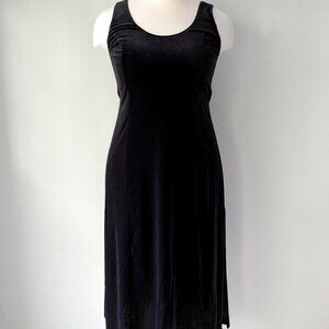 Cacique stretch velvet sleeveless midi dress built-in shelf bra 14/16
